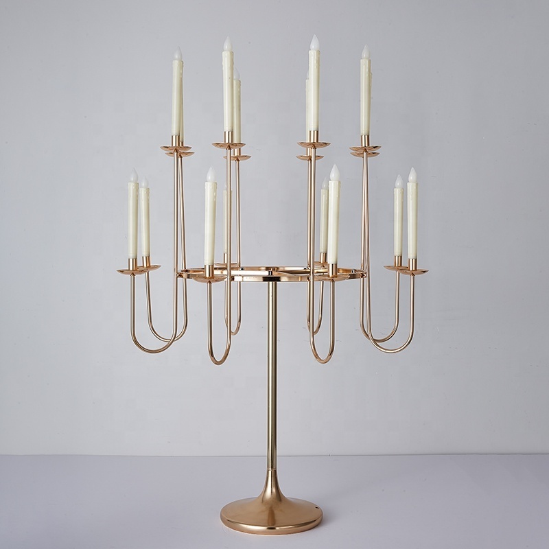 Luxury Gold Metal Candelabra 16 Heads Candle Holder Candlestick Wedding Table Centerpiece