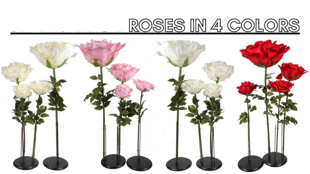 Giant Artificial Silk Flowers Long Stem Backdrop Stand For Wedding Flowers