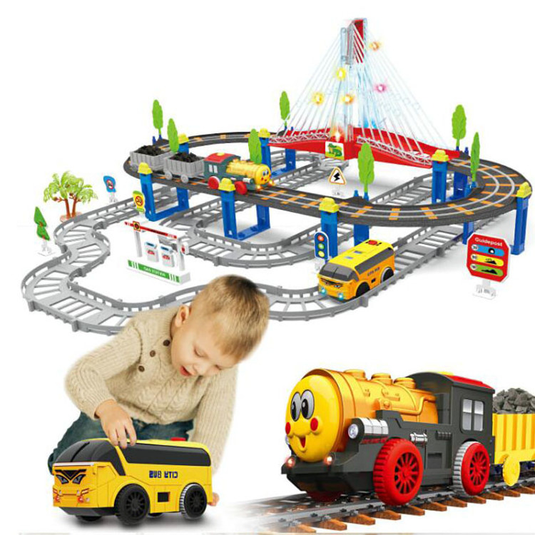 light and music colorful slot car set race track toys electric train railway toy bridge track toy Electric Rail Car (CPC) (GCC)