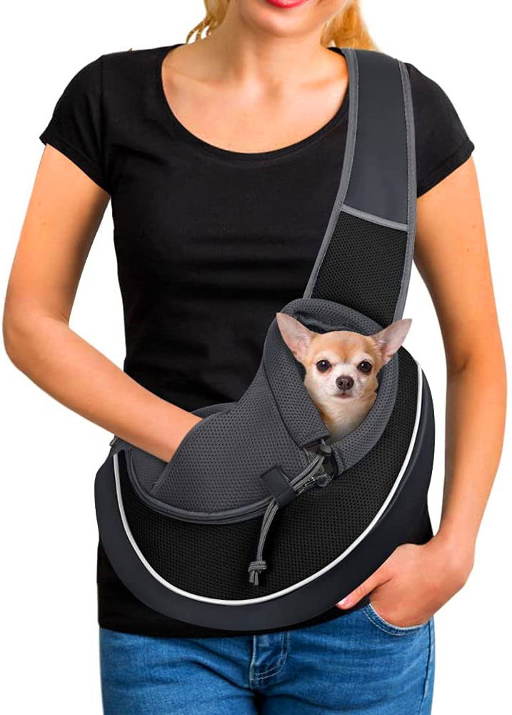 Mountain Land High Quality Comfort Pet Dog Carrier Sling Carrier Mesh Hand Free Adjustable Dog Satchel Carrier for Small Animals