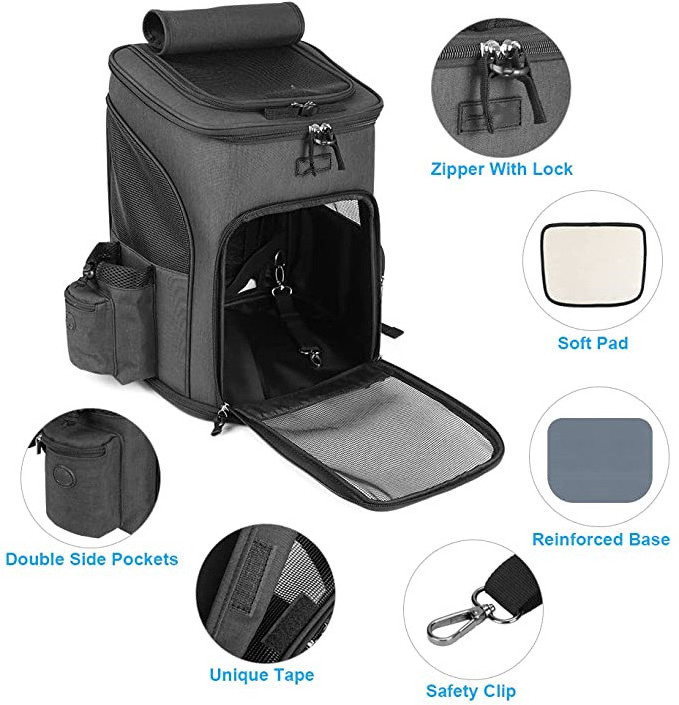 Pet Carrier Backpack Expandable for Cats Dogs Breathable Mesh Cat Backpack Carrier Bag Foldable Dog Backpack Carrier