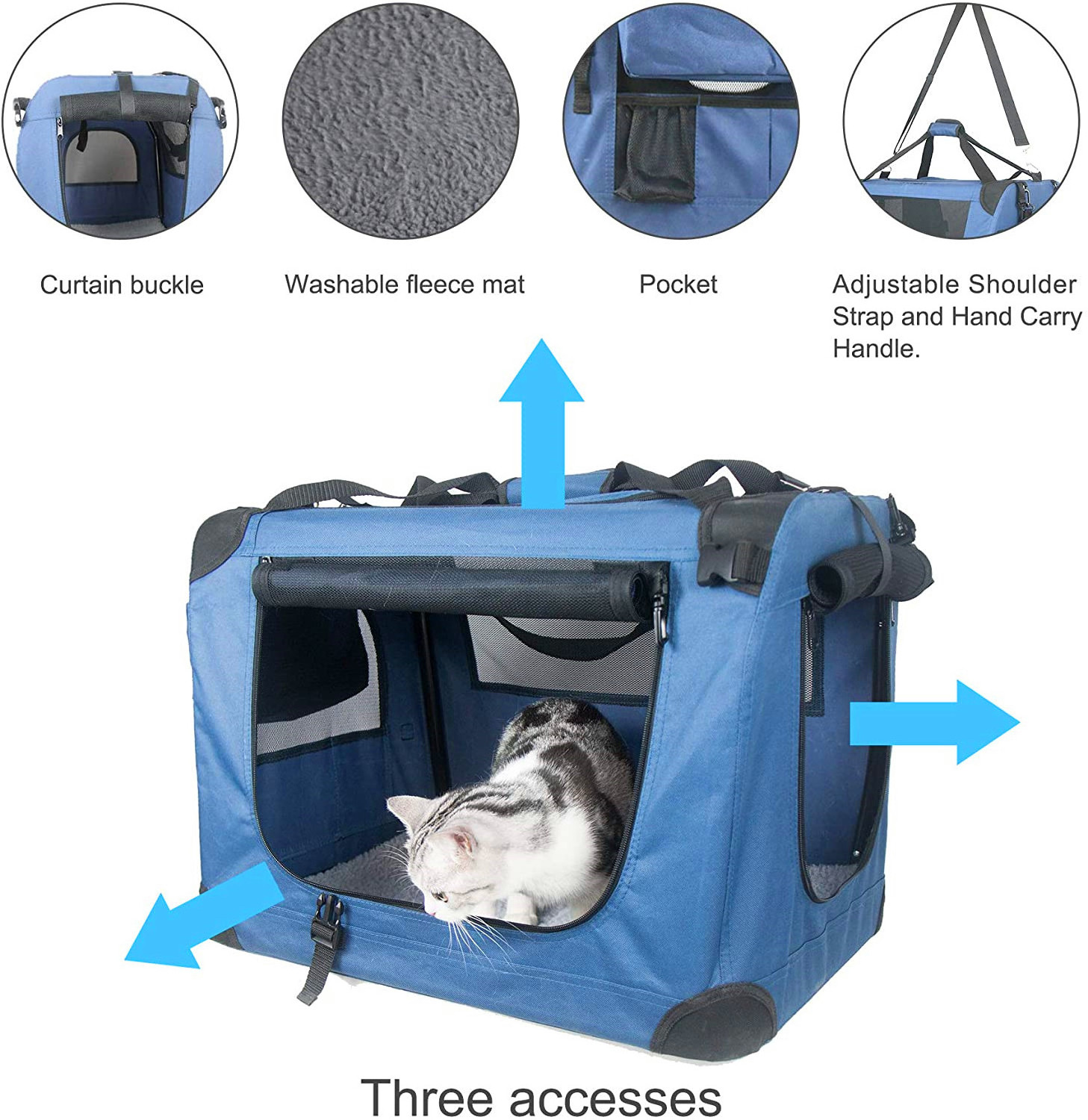 Mountain Land Soft-Sided Portable Pet Crate for Car Traveling with Collapsible Litter Box and Bowl