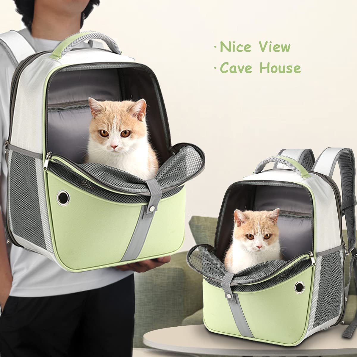 Mesh Expandable Pet Carrier Backpack Cat Carrying Holder Backpack for Travelling   Breathable Cat Carrier Backpacks