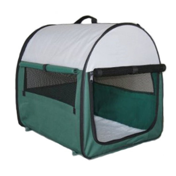 Soft Dog Crate Collapsible Kennel for Travel Portable Pet Carrier Green Large Included Sheepskin Mat and Carrying Case