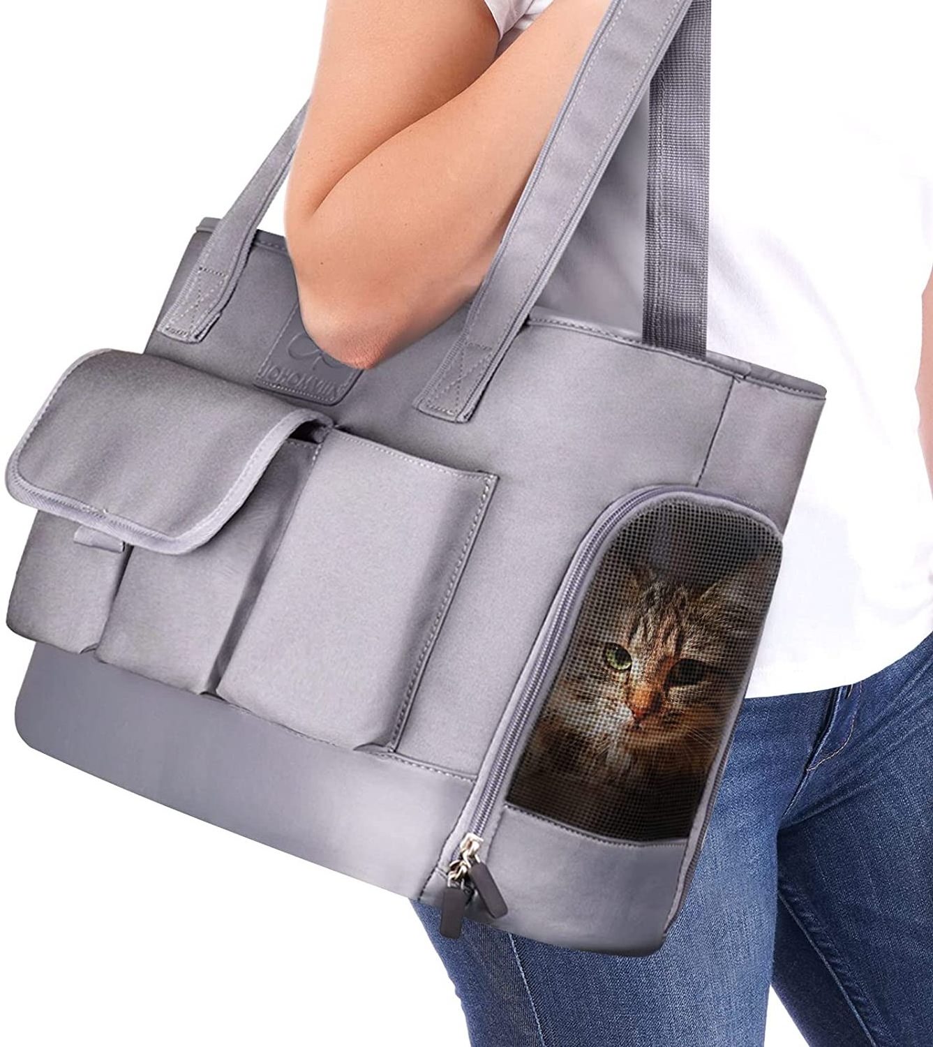 Mountain Land Airline Approved Pet Carrier Bag Foldable Waterproof Premium PU Leather Oxford Cloth Dog Purse