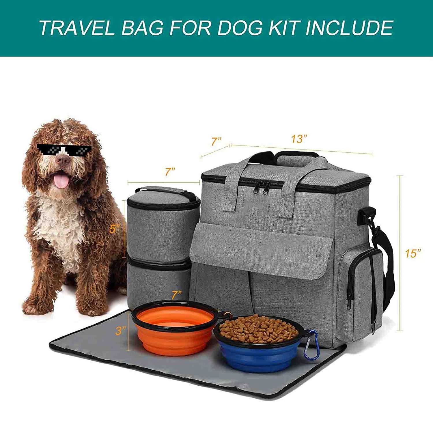 Airline Approved Pet Travel Bag Weekend Dog Travel Set for Dog Cat Airline Approved Tote Organizer with Multi-Function Pockets