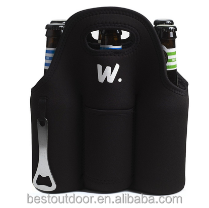 Beer Bottle Carrier with Opener, Thick Neoprene Bag. Keeps Cold and Protected, Can Cooler Bag Customized Insulated 6 Pack 600pcs