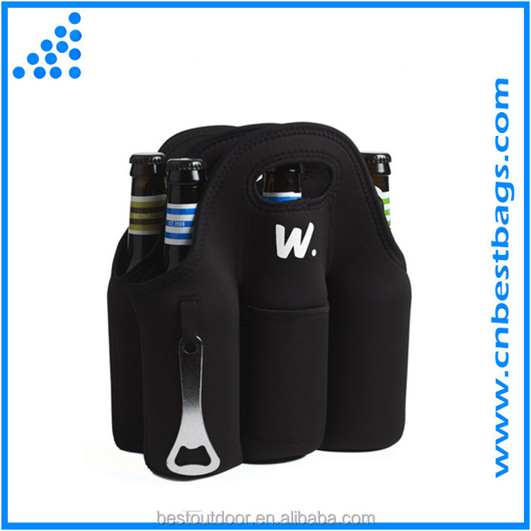 Beer Bottle Carrier with Opener, Thick Neoprene Bag. Keeps Cold and Protected, Can Cooler Bag Customized Insulated 6 Pack 600pcs