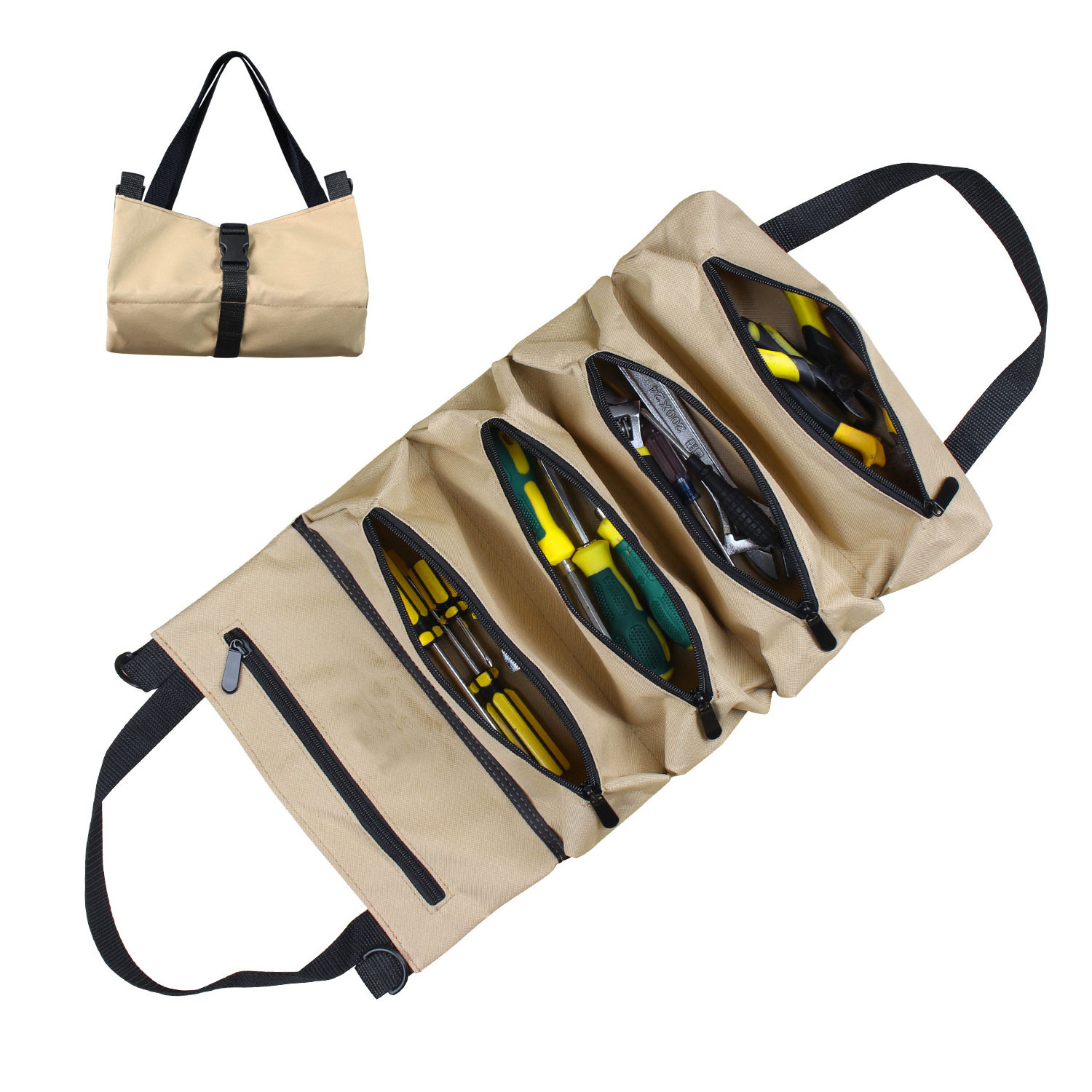 Foldable Canvas Wear-resistant Durable Waterproof roll up tool bags