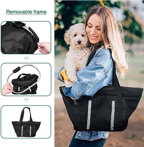 Dogs Carrier Bike Basket, Handlebar Basket Folding Front Removable wiht Adjust Dog Seatbelts Bicycle Quick Release