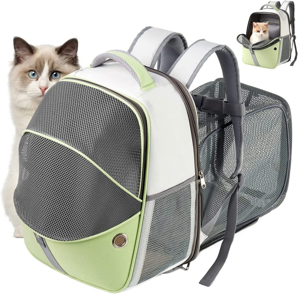 Mesh Expandable Pet Carrier Backpack Cat Carrying Holder Backpack for Travelling   Breathable Cat Carrier Backpacks