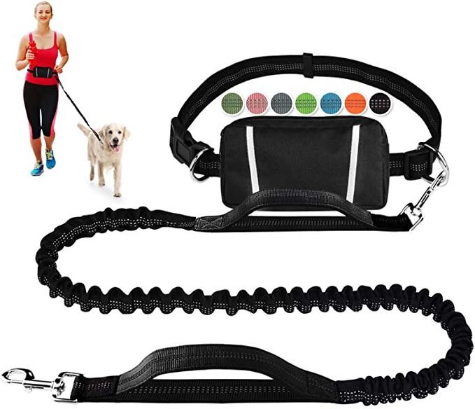 Hands Free Dog Leash for Running Walking Jogging Training Hiking Retractable Dog Running Waist Leash Adjustable Waist Belt