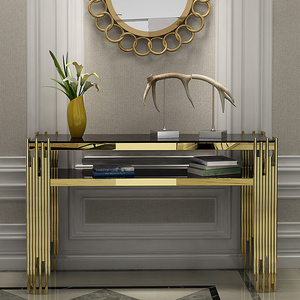 Home furniture living room rectangle side tables gold legs marble top entryway table marble glass console table with mirror