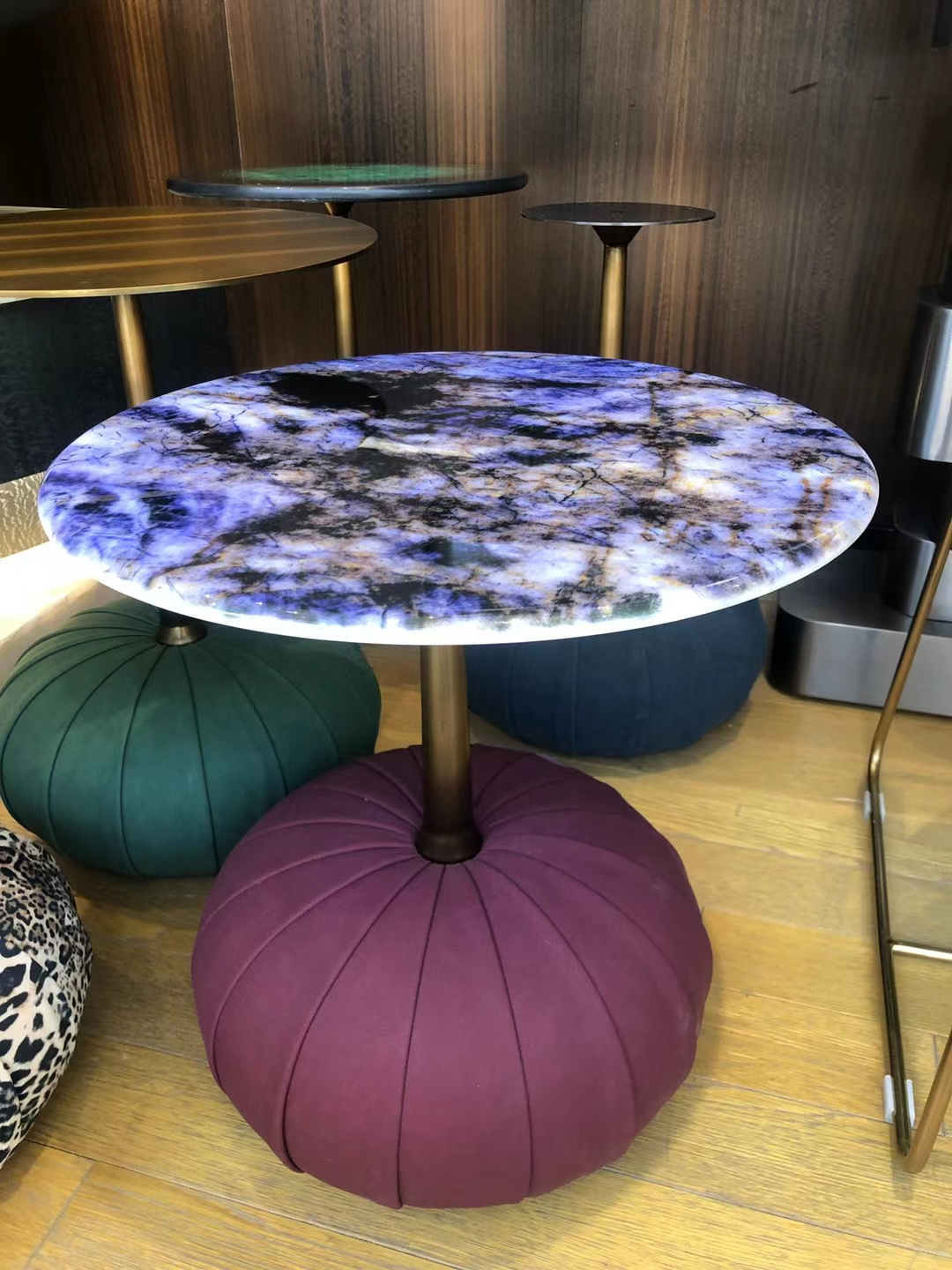 round top pumpkin Hotel Bedroom Furniture blue purple Nightstand Modern Home Bedroom Furniture velvet Bed sofa Side Table luxury