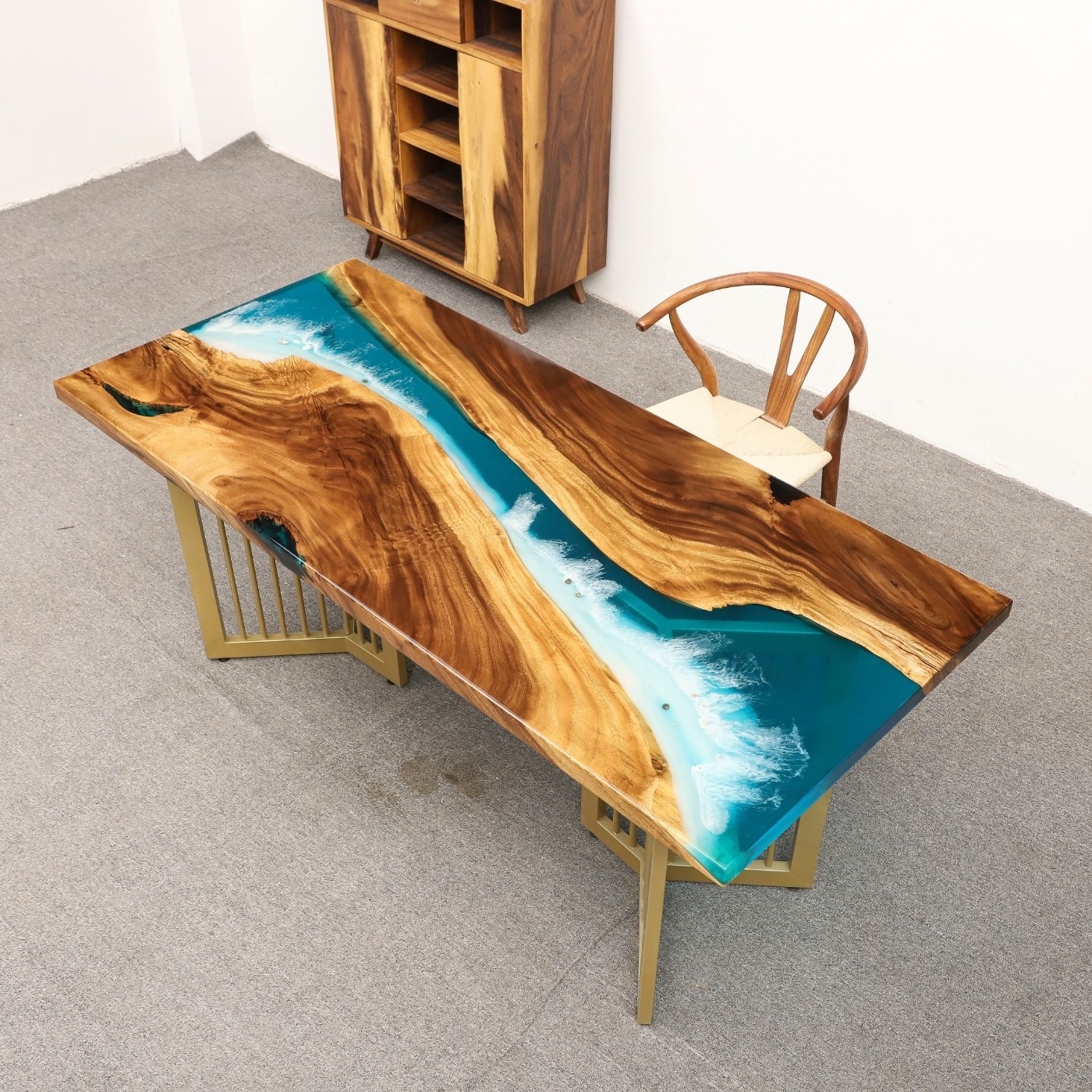 morden Furniture Modern Wooden slab table top resin river dining table wood clear epoxy resin table top