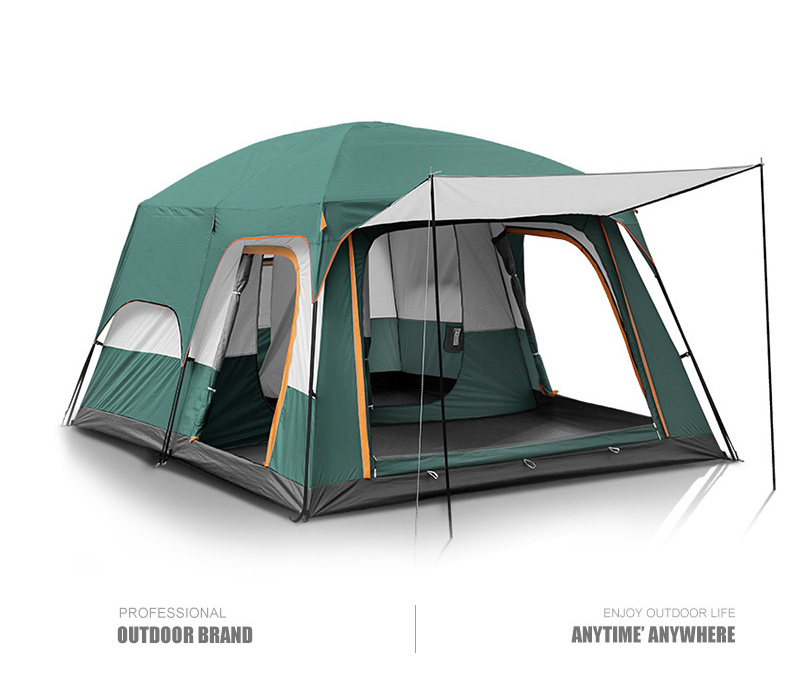 2 Rooms 1 Living Room Waterproof Extra Large Space 8 To 12 Persons Portable Family Outdoor Camping Tent