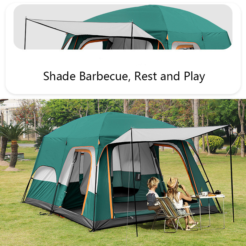 2 Rooms 1 Living Room Waterproof Extra Large Space 8 To 12 Persons Portable Family Outdoor Camping Tent