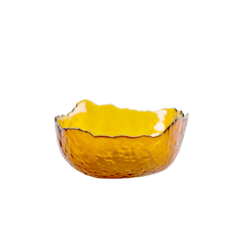 Wholesale Summer Hot-selling Curved Design Color Salad Fruit Bowl Glass Bowl for Food Serving Glass Bowl