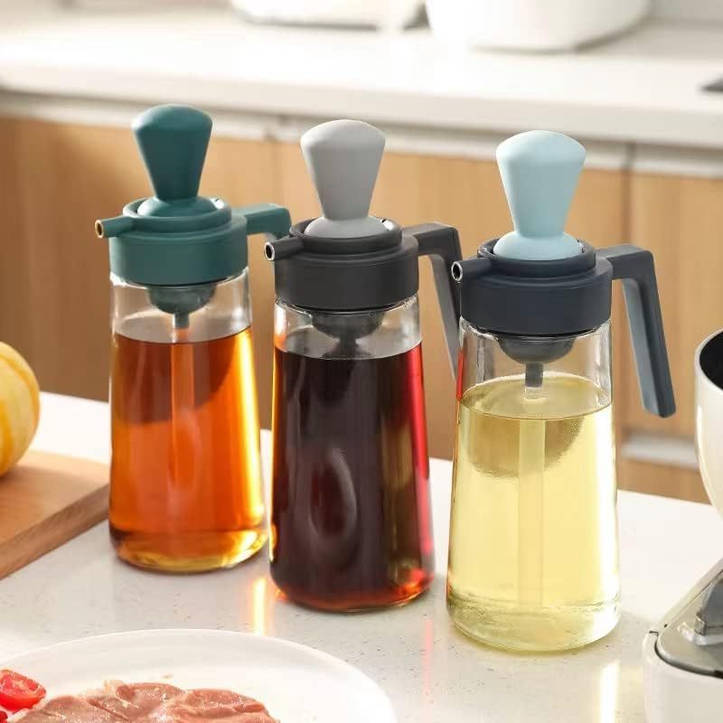 2-in-1 silicone brush dispenser Glass olive oil flavoring bottle dispenser