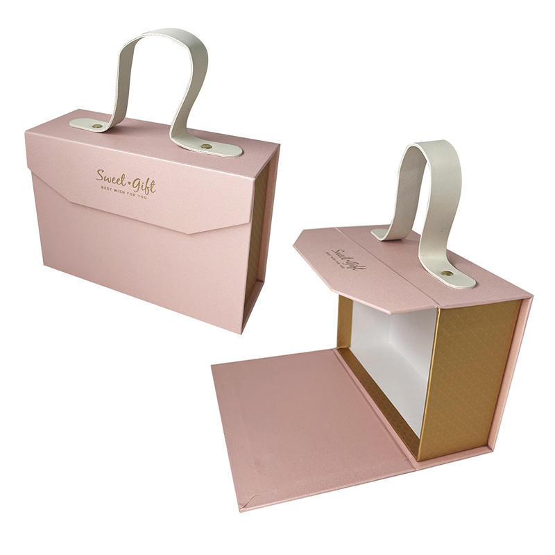 New Design pink Suitcase Cardboard Suitcase Paper Rectangular Candy luxury handbag packaging box