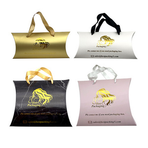 Custom Logo Luxury Human Virgin Hair Bundles Weave Wig Pillow Boxes For Hair Extension Packaging