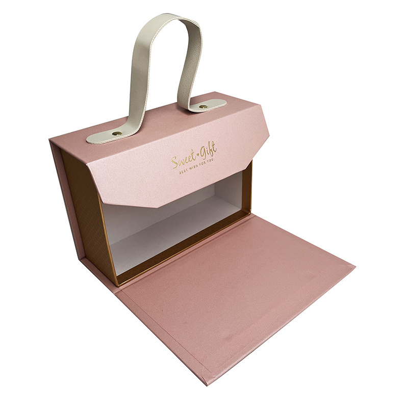 New Design pink Suitcase Cardboard Suitcase Paper Rectangular Candy luxury handbag packaging box