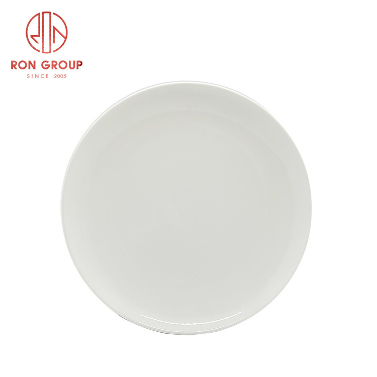 Customized Logo Hotel Restaurant Ceramic White Salad Steak Porcelain Flat Dinner Plates White Plates For Catering