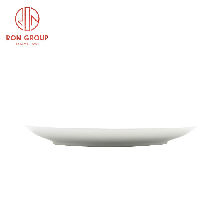 Customized Logo Hotel Restaurant Ceramic White Salad Steak Porcelain Flat Dinner Plates White Plates For Catering