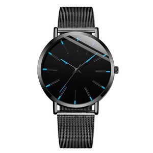 Minimalist Fashion men slim Watches Simple Men Business Stainless Steel Mesh Belt Quartz Watch In Wristwatches