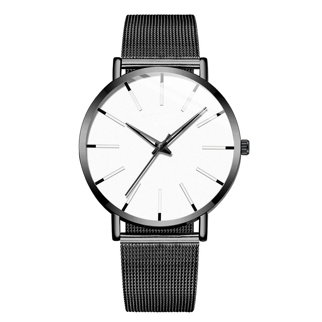 Minimalist Fashion men slim Watches Simple Men Business Stainless Steel Mesh Belt Quartz Watch In Wristwatches