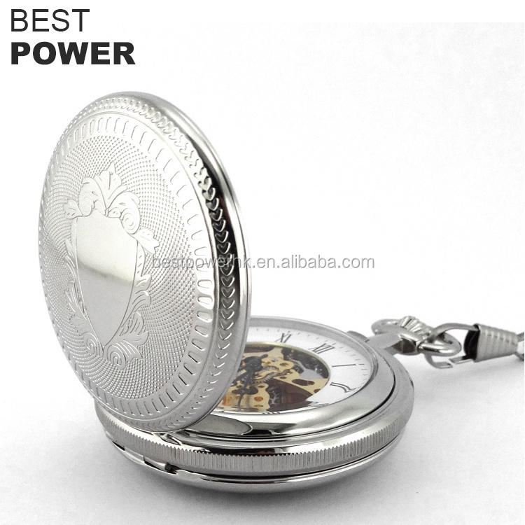 Luxury Stainless Steel Mechanical Movement Men Pocket Watch