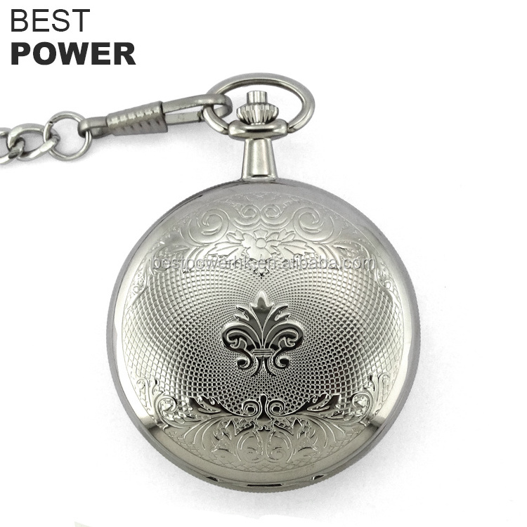 Luxury Stainless Steel Mechanical Movement Men Pocket Watch