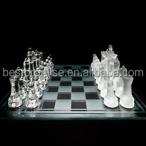 Solid Chess Crystal Set Clear Glass Crystal Chess Set Premium Gift Glass Chess Set