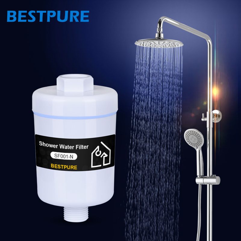 Output Universal Shower Head Filter Cartridge Water Shower Filter for Bathroom Activated Carbon 1/2'' Male & Female Manual