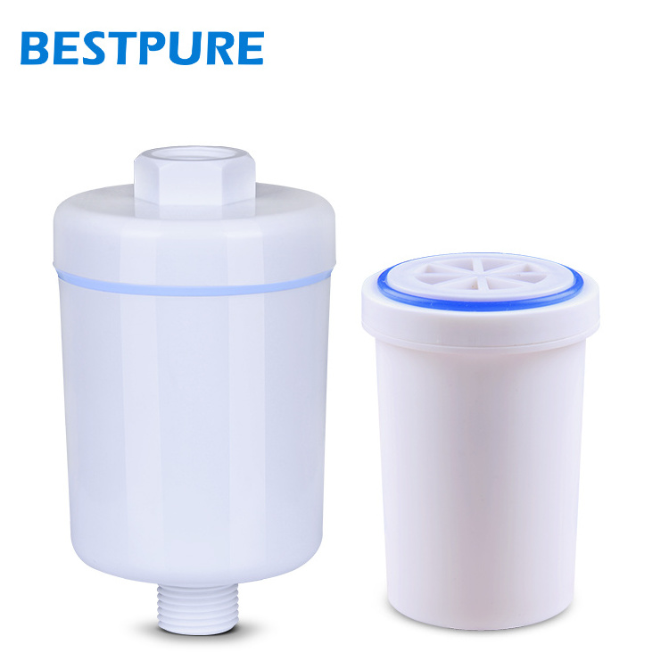 Output Universal Shower Head Filter Cartridge Water Shower Filter for Bathroom Activated Carbon 1/2'' Male & Female Manual