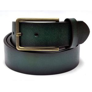 Superb Quality Highest Selling Green Color with Painting Edges Leather Belt for Men's from Top Listed Supplier