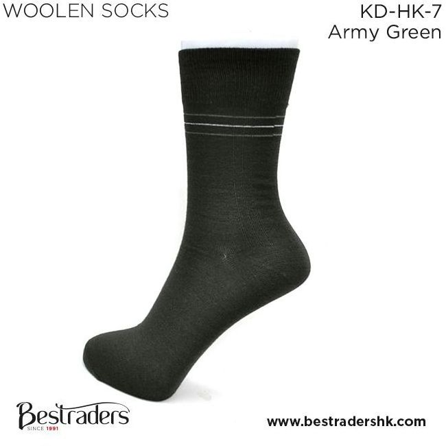 Newly Arrived High Standard Grade Materialized Army Green Color Custom Design Woolen Men's Socks at Low Market Price