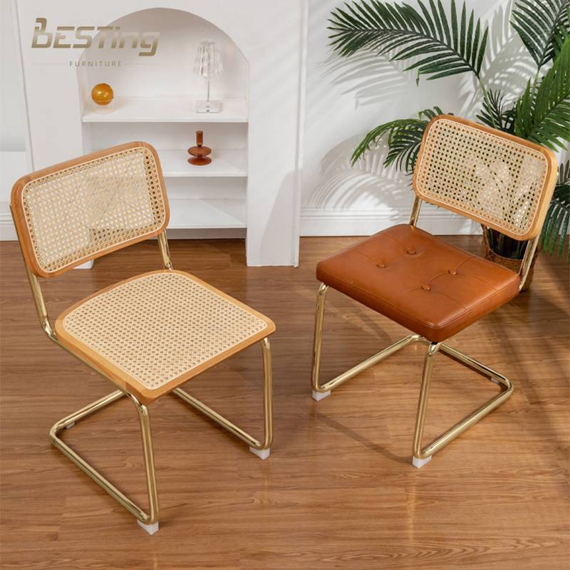 High quality nordic modern designer dining chair all natural solid wood cesca rattan chair set