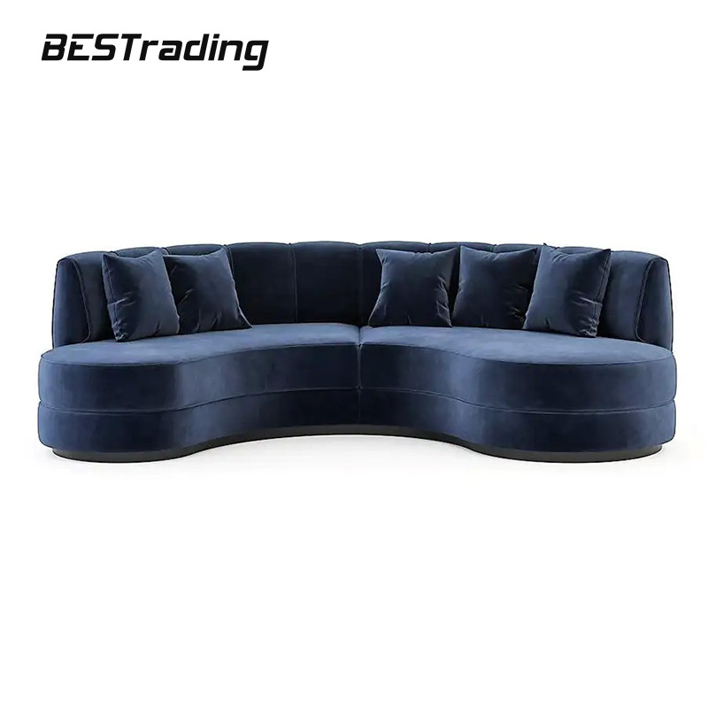 living room circle/curved sofa sets bending type upholstery fabric morden half round long circle sofa bed