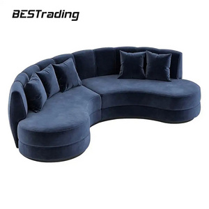 living room circle/curved sofa sets bending type upholstery fabric morden half round long circle sofa bed