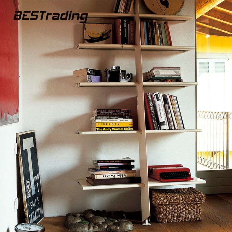 Modern minimalist metal/solid wood removable bookshelf