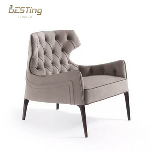 Fabric Chair Living Room American Style Modern Leisure Chair Velvet Wooden Solid Wood Manufacturer 10 Years armchair