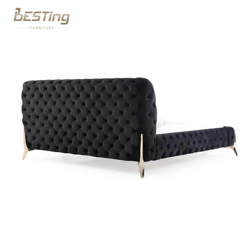 Luxury Italian Bed Collection Chesterfield Button Tufted King Size Double Bed