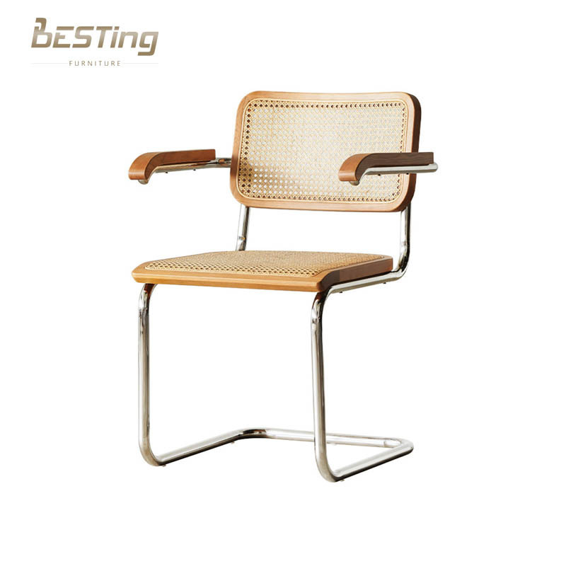 High quality nordic modern designer dining chair all natural solid wood cesca rattan chair set