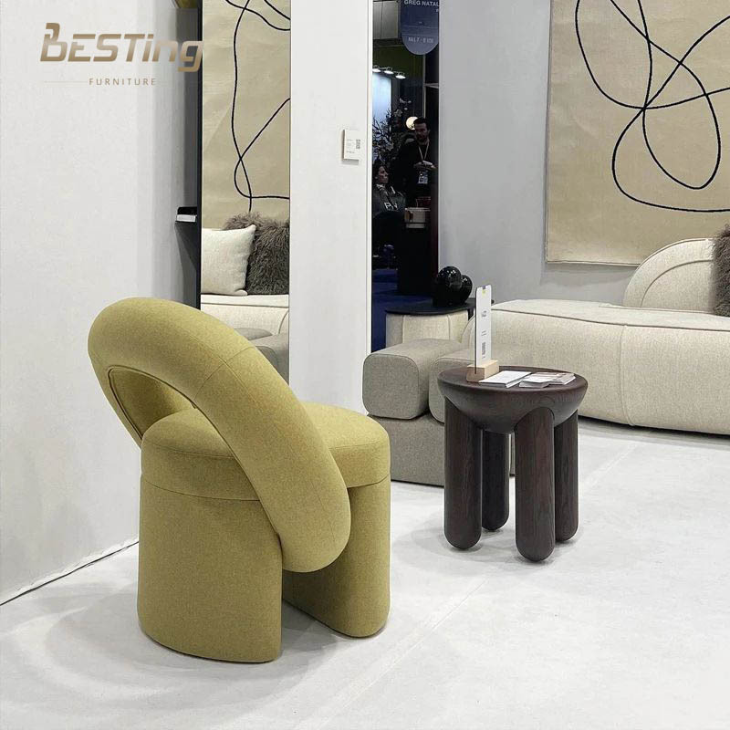 Italy creative single seater sofa chair living room furniture linen fabric upholstered leisure chair for hotel