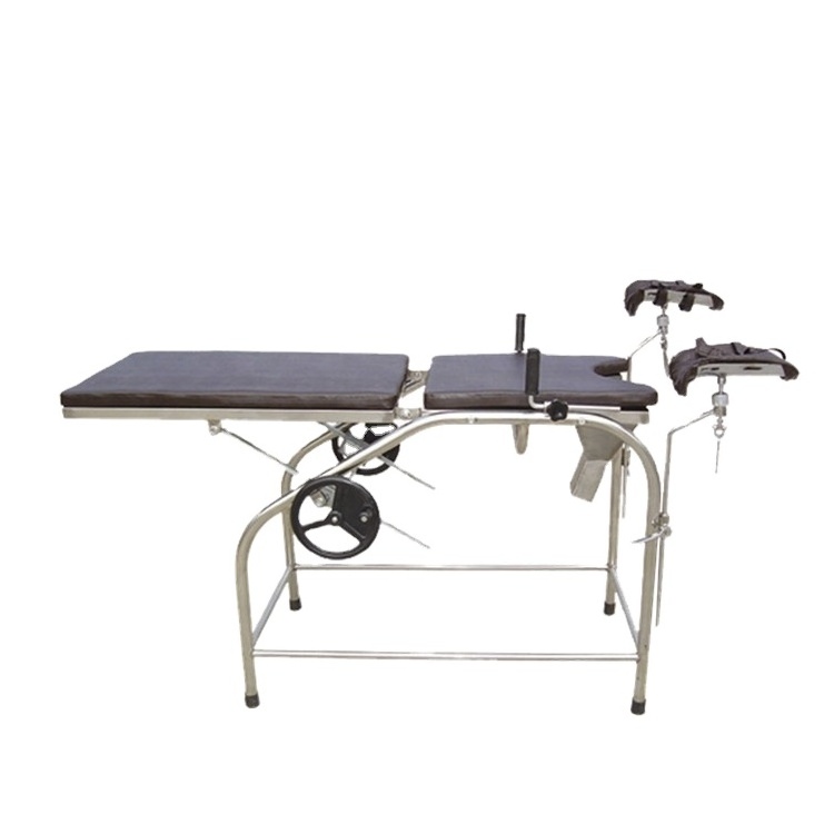 BT-OE016B Manual hospital stainless steel frame cheap portable gynecology table exam tables with stirrups for sales