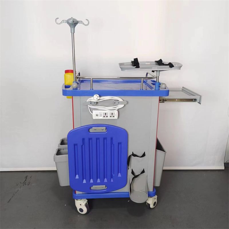 BT-EY001 Cheap Hospital ABS emergency crash cart medical resuscitation trolley with 5 drawers IV pole CPR board price