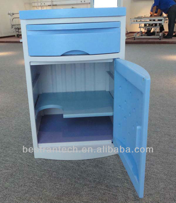 BT-AL001 Cheap hospital ABS plastic mobile bedside cabinet medical bedside locker with drawer door wheels price