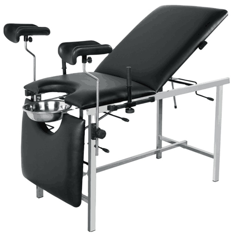 BT-OE027 hospital black color manual Gynaecological Examination table price medical portable exam bed with stirrups