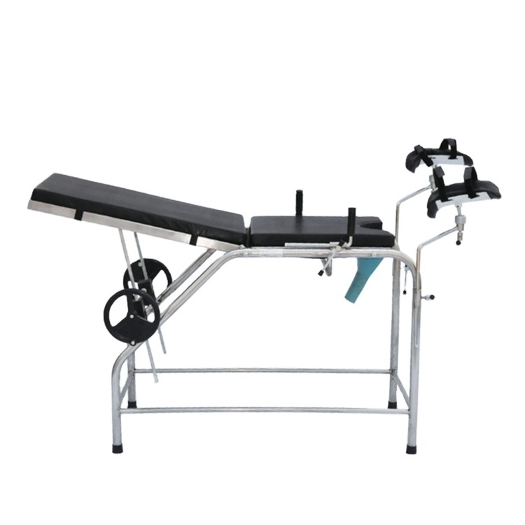 BT-OE016B Manual hospital stainless steel frame cheap portable gynecology table exam tables with stirrups for sales